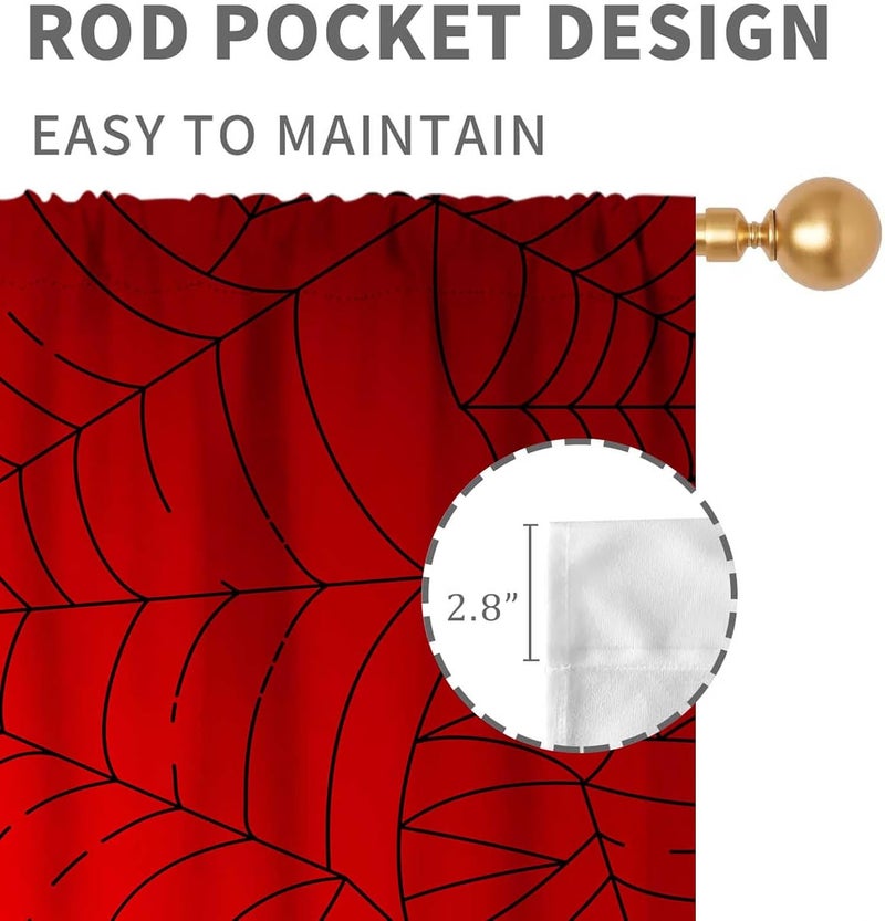TKUYO Super Hero Spider Curtains, Red Superhero Spider Web Boys Curtains for Kids Baby Room Living Room Bedroom Nursery Playroom Blackout Drapes 2 Panel Sets, 63"x72" Inch - Image 4